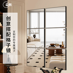 法式 饰镜贴壁挂墙门后免打孔玄关全身镜子网红高级感定制拼接镜 装