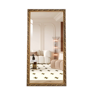 欧式实木穿衣镜家用壁挂全身镜贴墙自粘试衣镜服装店装饰落地镜子