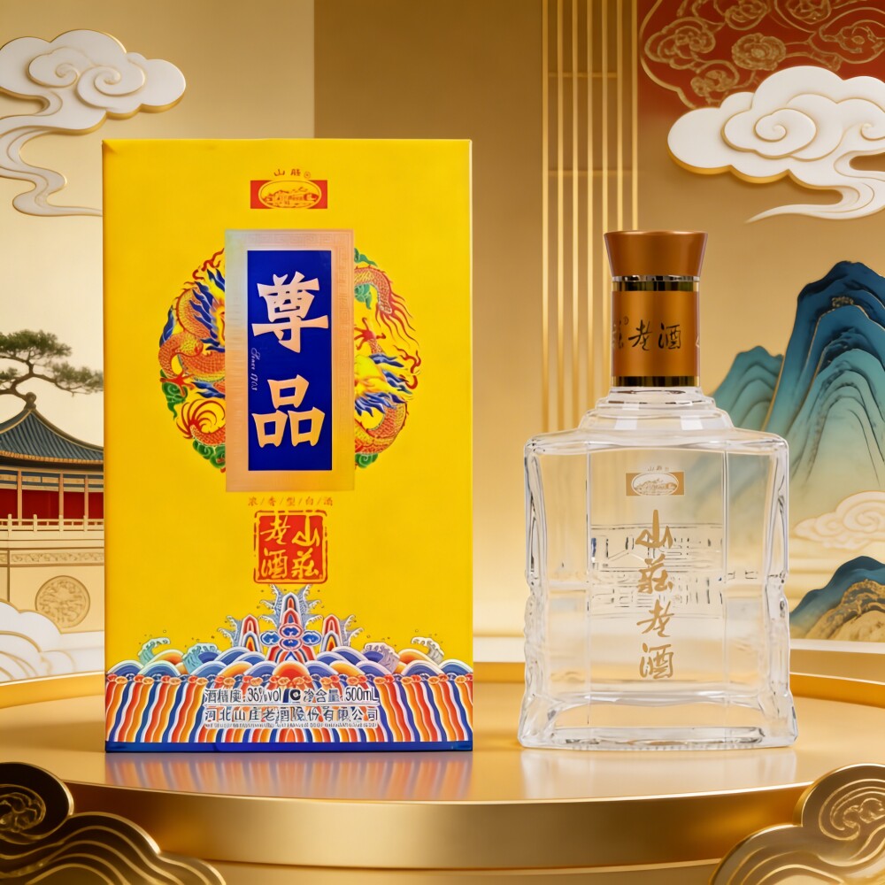 承德特产平泉山庄老酒尊品纯粮食浓香型低度白酒36度 500ml单瓶装