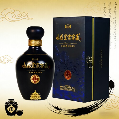 承德特产平泉山庄皇家窖藏12 蓝瓷38度450ml纯粮食浓香型白酒单瓶