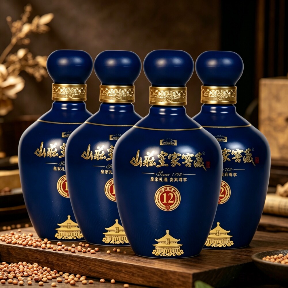 承德特产平泉山庄皇家窖藏12 纯粮38度酒浓香型白酒450ml*4瓶整箱