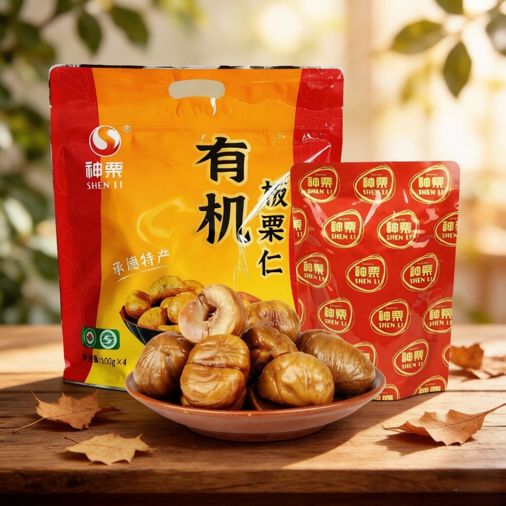 承德特产神栗宽城去壳有机板栗仁甘栗仁100g*4袋甜栗子仁零食包邮