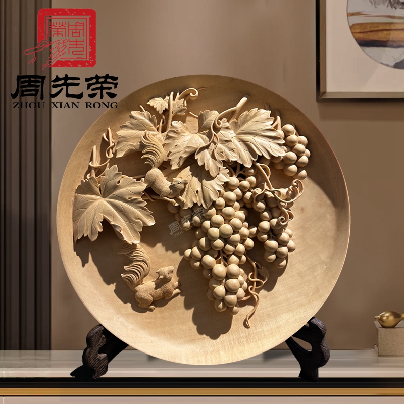 周先荣椴木新中式摆件吉祥寓意