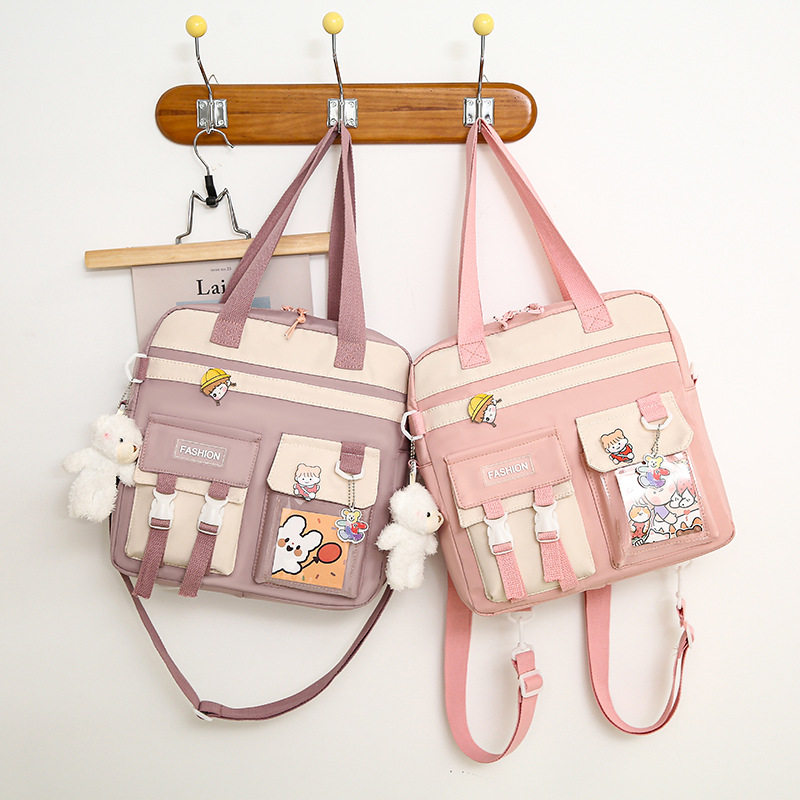 新款帆布包女大容量单肩斜挎包小学生书袋手提拎书袋补课包双肩包