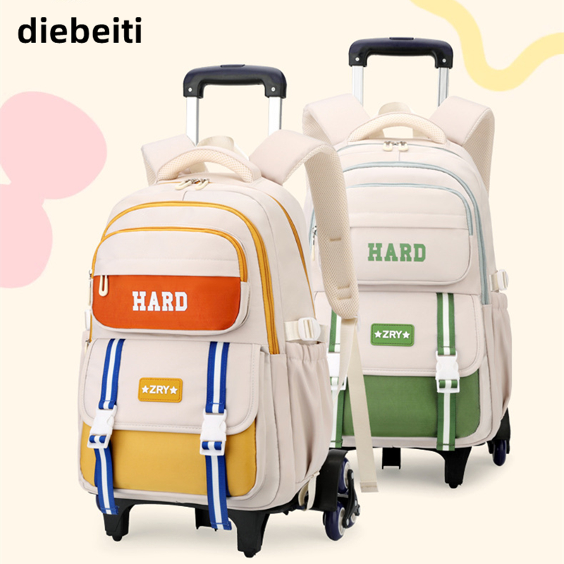 新款拉杆书包小学生女三到六年级初中学生大容量减负护脊拖拉背包