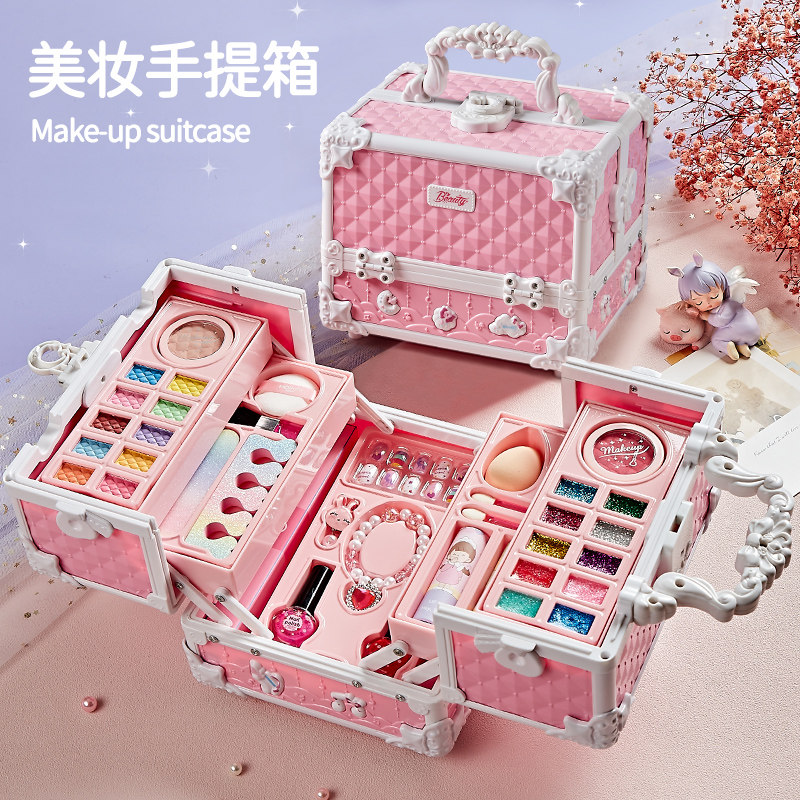 儿童化妆品玩具套装无毒女孩女童生日礼物小孩子公主指甲油彩妆盒