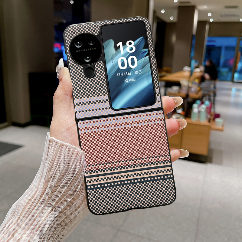 九科星适用于OPPO Find N2Flip折叠手机壳FindN3 flip凯夫拉N3碳纤维纹OPPO FindN2Flip商务简约防摔肤感全包