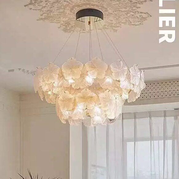 法式客厅主灯轻奢水晶吊灯客厅餐厅卧室珍珠装饰LED灯具装饰灯