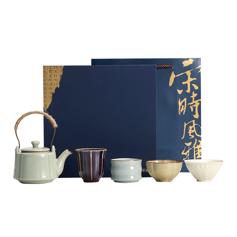 国潮故宫文创五大名窑茶壶茶杯礼品套装高档茶具伴手礼送老外礼物