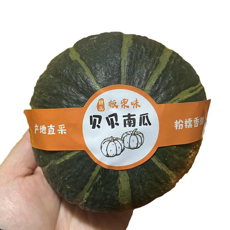 板栗瓜南瓜logo标签贴纸订制新西兰新疆贝贝小南瓜腰封果蔬菜盒镭射银平光金涤纶不干胶印刷定制设计商标包装