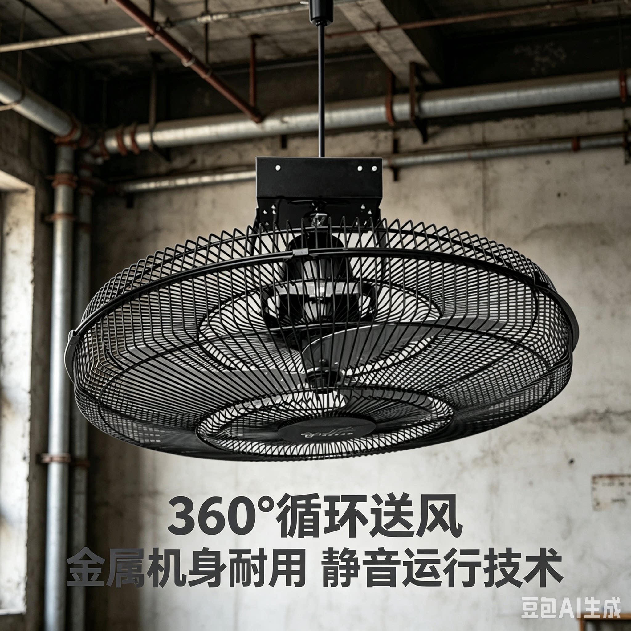 ASSAM全金属工业吊扇楼顶扇天花吊顶风扇吸顶扇360度摇头遥控定时