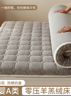 冬季保暖羊羔绒床垫软垫加厚褥子垫床褥垫加绒垫被铺底可折叠宿舍