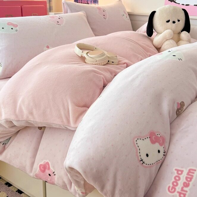 冬季加厚牛奶绒四件套加绒保暖珊瑚绒被套法兰绒床单被罩床上用品