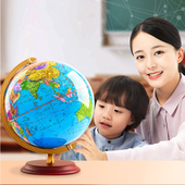 智能ar地球仪双语儿童小中高生教学充电金属木质底座英文32cm大号