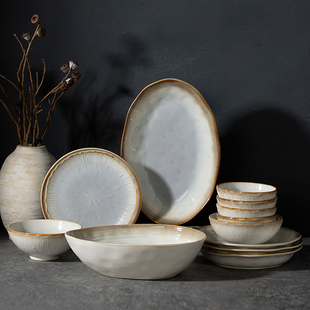 玉泉陶瓷碗碟餐具套装高温釉下彩饭碗家用餐具套装面碗汤碗菜盘子