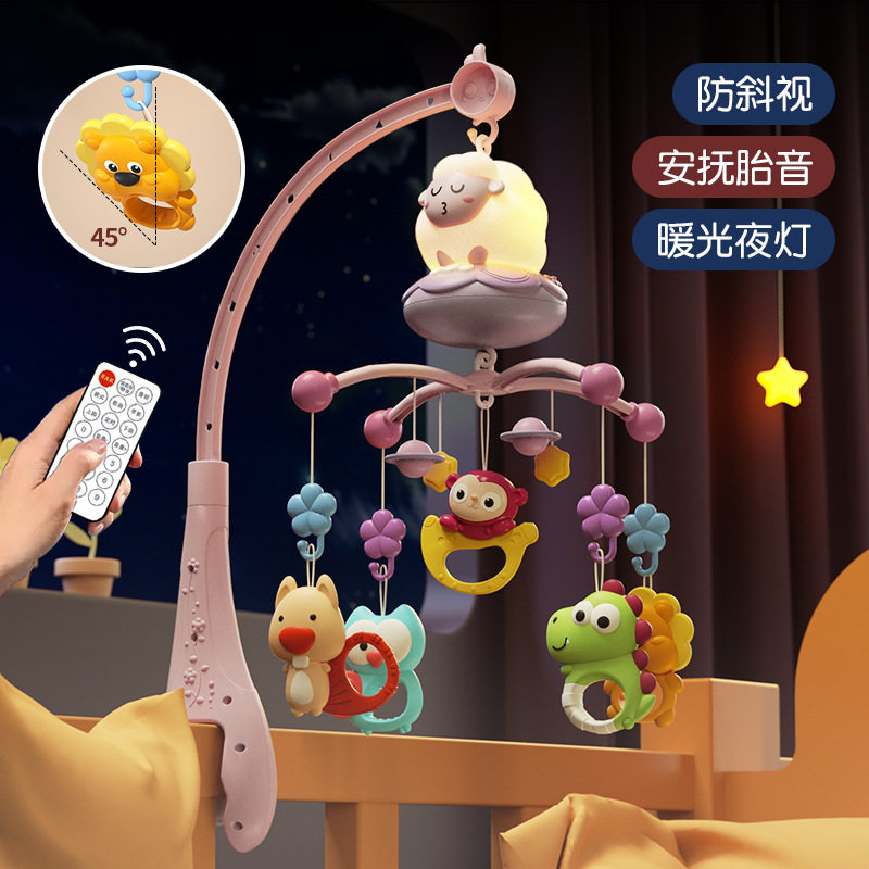 婴儿床头摇铃悬挂式可旋转挂件0到3个月宝宝灯光投影玩具哄娃