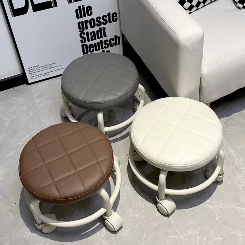 网红滑轮凳万向轮小凳子静音移动软坐垫家用客厅矮凳宝宝学步凳