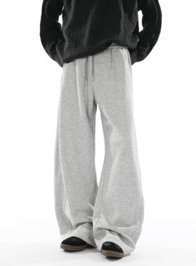 BLRY 灰色卫裤男秋季潮牌宽松直筒裤美式ins百搭运动裤休闲长裤子