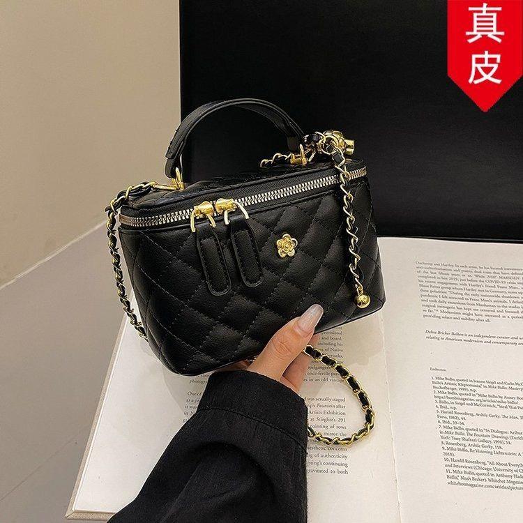 包包盒子单肩方形小包包女真皮方外出2026精致手提包菱格包斜挎包