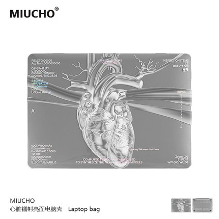 MIUCHO 心脏银色电脑壳适用Neo苹果26款M5镭射air13透明macbook14磨砂pro原创设计防摔pro16寸防磕碰保护硬壳