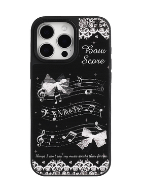 MIUCHO 音符变化蝴蝶结手机壳上下变幻炫酷暗黑风少女有趣 原创意设计小众适用13苹果16iPhone15ProMax14Pro