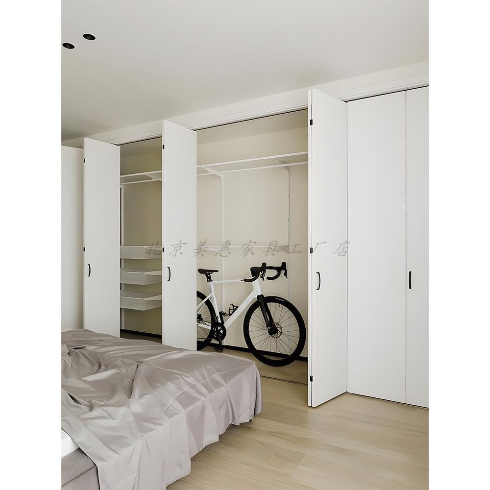 折叠门推拉门衣帽间移门定制实木吊轨门储物间隔断门衣柜折叠门