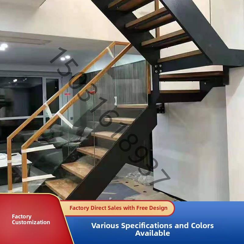 双梁钢木楼梯户外阁楼覆式楼loft小户型家用室内楼梯扶手护栏定制