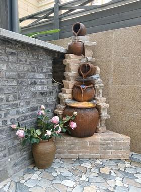 户外庭院流水陶罐摆件瓦罐喷泉小院花园水景鱼池循环水造景景观