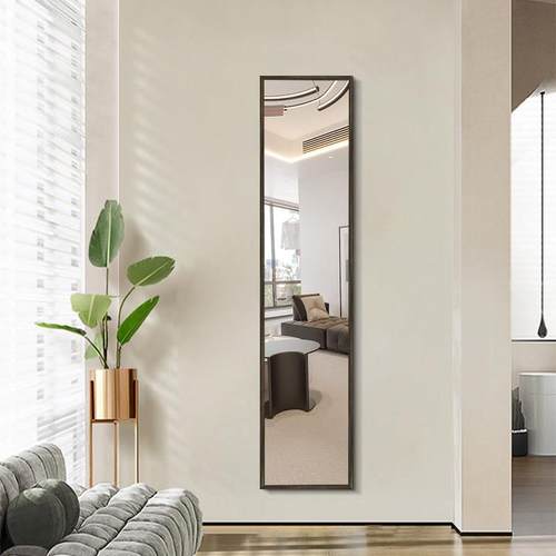 小户型轻奢镜子玄关超窄穿衣镜挂墙极简试衣镜北欧实木家用可定制