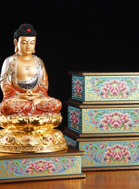 圆通佛具佛像底座家用供奉观音财神供桌垫高木坐合金加高方形神座