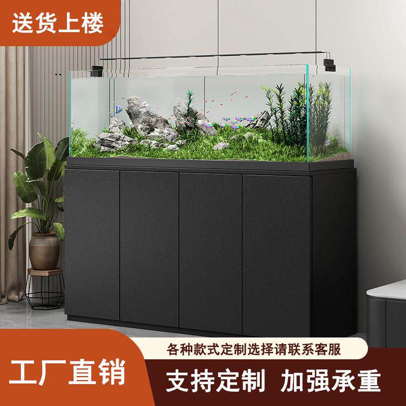 客厅小型鱼缸底柜 家用水族箱底滤柜 可订制承重隔断架