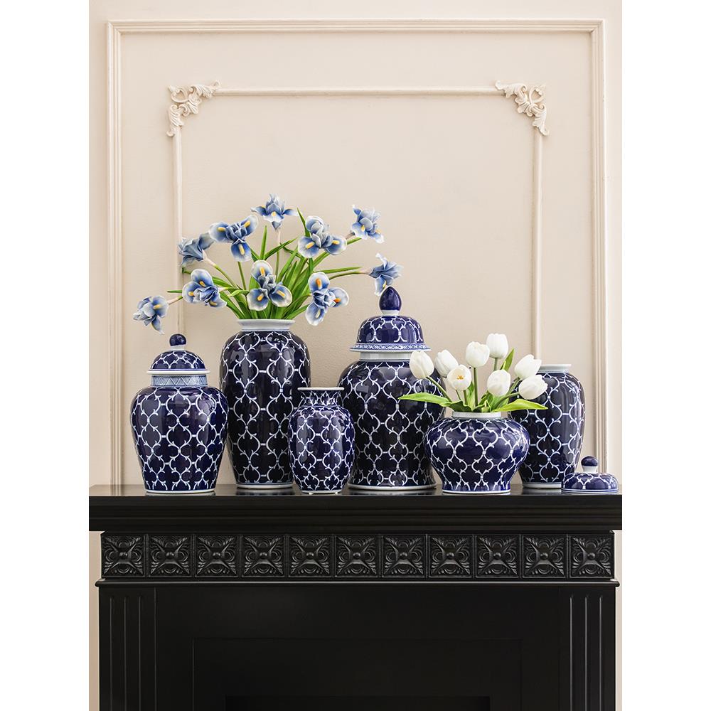 新中式花瓶陶瓷摆件客厅插花青花瓷瓶花瓶将军罐瓷器玄关桌面摆设