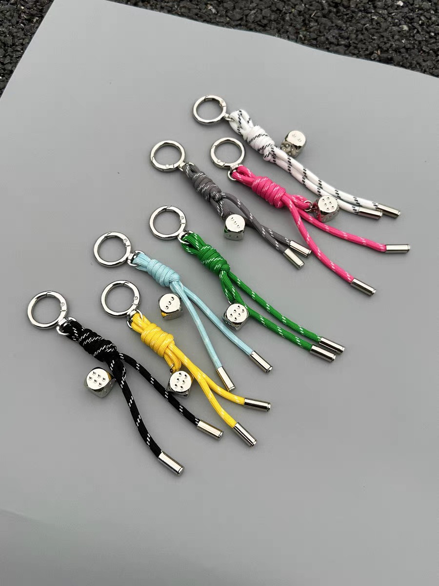 afaaa手工编织绳miu系包包挂件金属银骰子圆环钥匙扣多色穿搭配饰