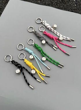 afaaa手工编织绳miu系包包挂件金属银骰子圆环钥匙扣多色穿搭配饰