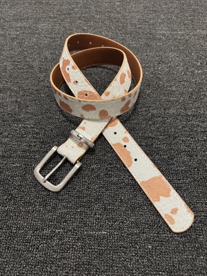 afaaa黄白奶牛纹马毛STU风腰带中古vintage小众复古皮带高级感ins