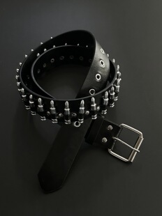 afaaa哥特风黑色皮带金属子弹设计感时尚 秀场腰带y2k小众穿搭单品