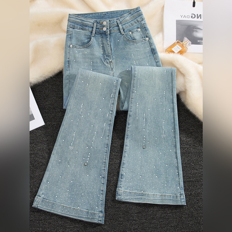 潮牌微喇牛仔裤女薄款2026春秋新款高腰直筒显瘦小个子喇叭马蹄裤