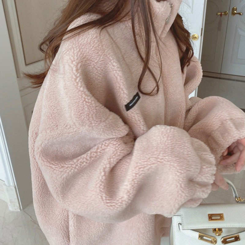 潮牌高级感外套女2025秋冬季新款小个子加厚加绒皮毛一体短款卫衣