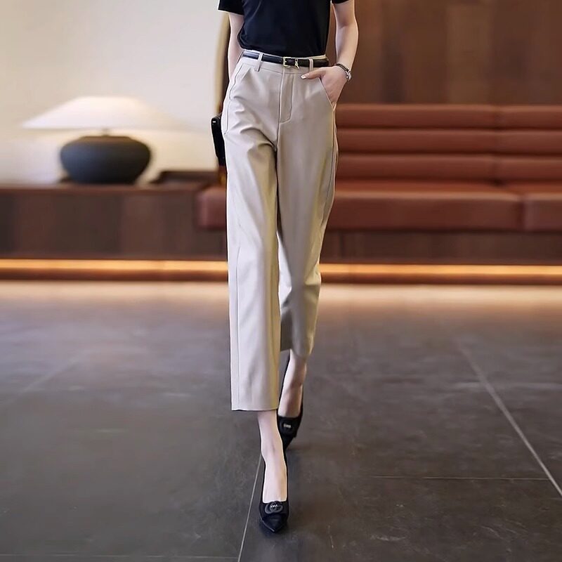 潮牌哈伦裤女2026夏季薄款裤子高腰显瘦女裤九分西装裤直筒烟管裤