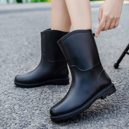 时尚新款雨鞋女中筒百搭防滑胶鞋外穿成人雨靴女款加绒保暖防水鞋