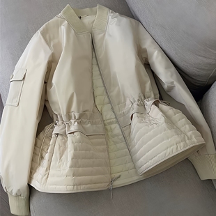 新品春装新款欧洲站卡其色收腰上衣韩版休闲运动服薄款外套轻熟