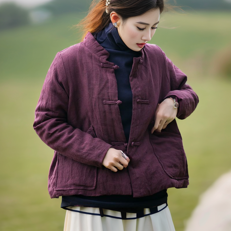 休闲复古夹棉棉袄女复古外套