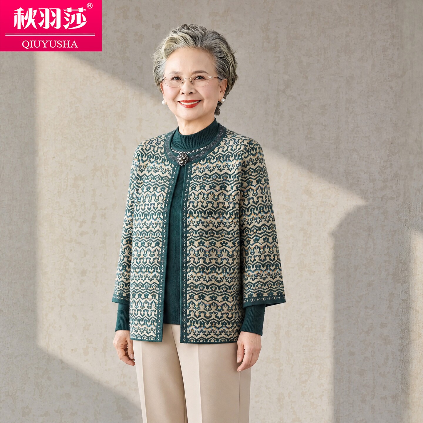 中老年女装针织开衫外套