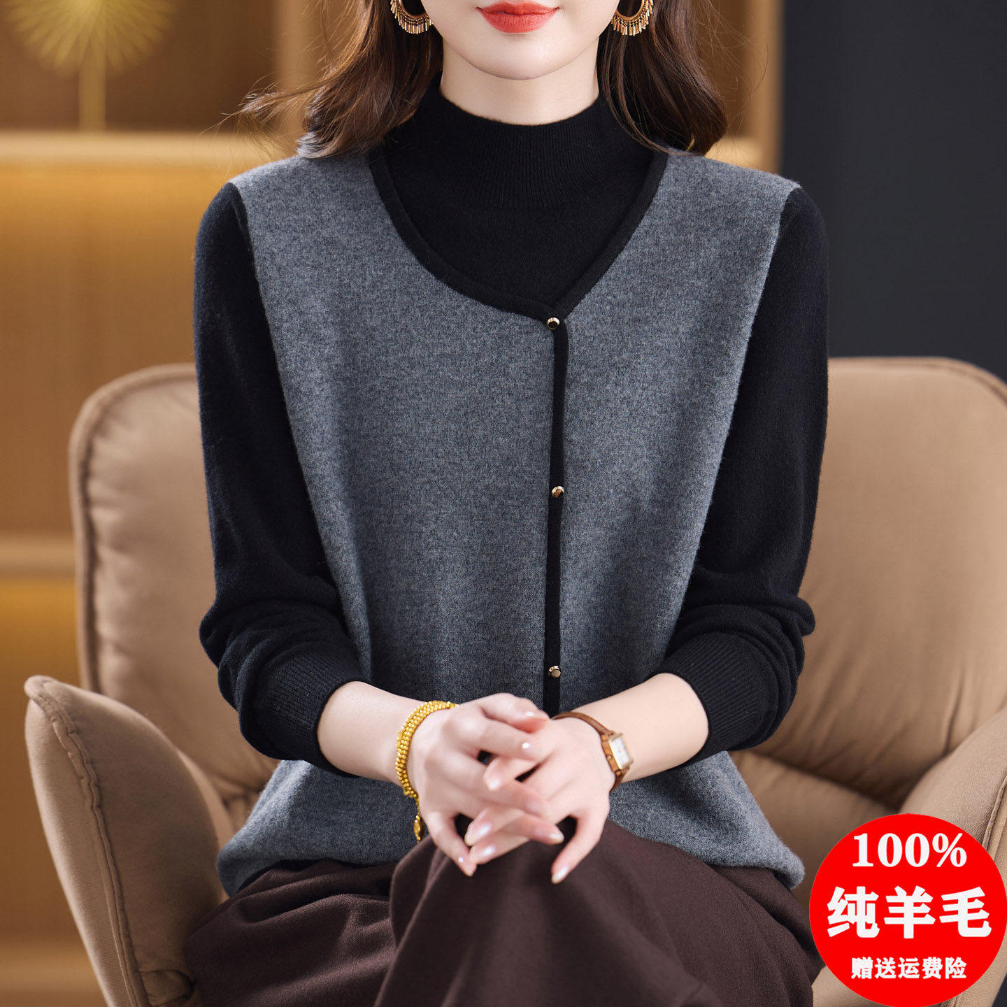 假两件毛衣针织衫女秋冬