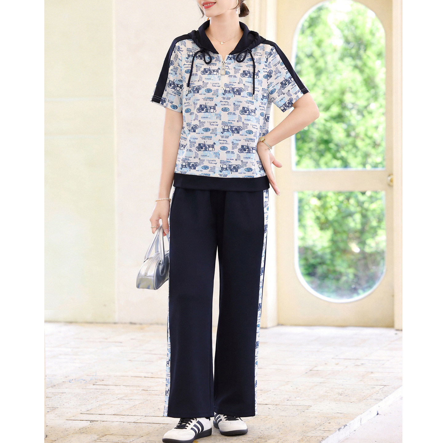 喜卉2026新款妈妈夏装短袖套装时尚休闲减龄运动服中老年女装夏季