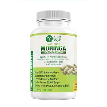 Moringa Capsules， 180 Vegan Pure Oleifera Leaf Powder Pil
