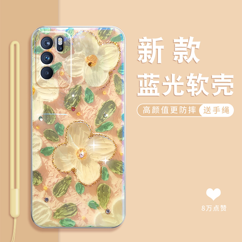 山茶花适用opporeno10手机壳新款reno9pro网红女opporeon8创意opopreno7蓝光oppo硅胶por曲屏6全包防摔保护套 3C数码配件 手机保护套/壳 原图主图