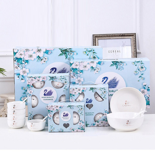 金天鹅陶瓷餐具套装礼盒礼品套装员工福利公司送礼碗碟盘可加LOGO