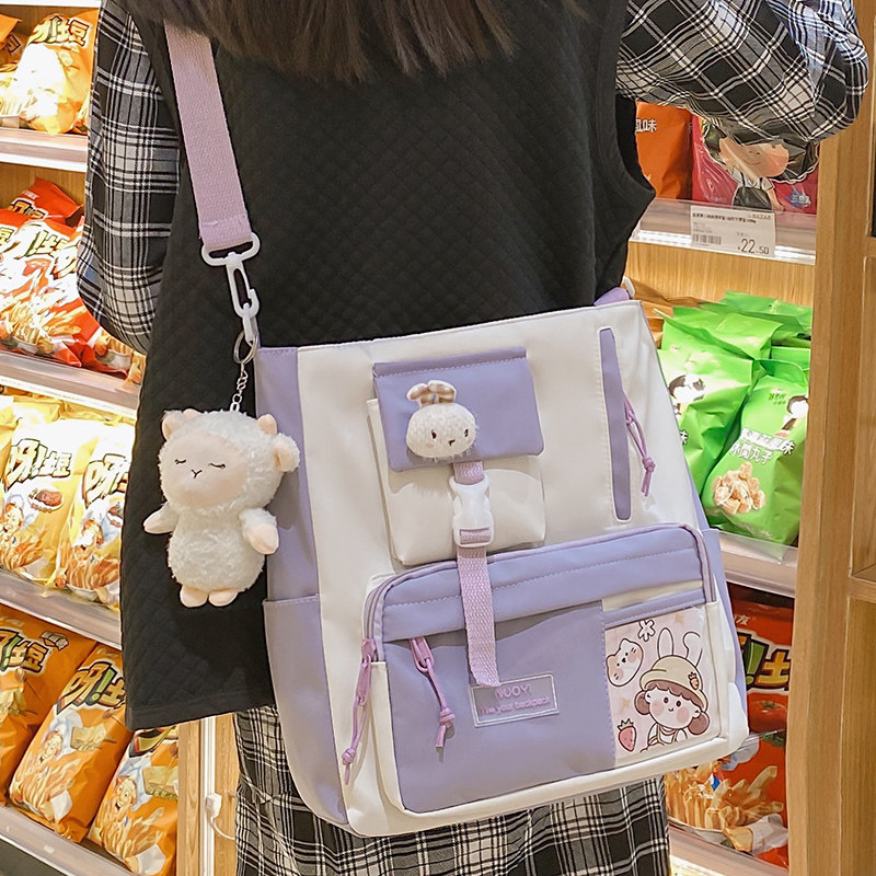 小学生手提袋拎书袋补课包补习袋女童2021年新款帆布包单肩斜挎包