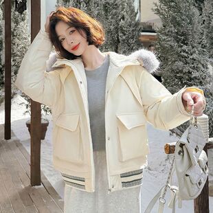 棉服女2026新款冬季大毛领小个子加厚韩系工装棉袄派克服学生外套